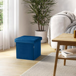 Seville Classics Cushioned Fabric Ottoman Hidden Storage Chest Footrest Chair, Padded Seat for Bedroom, Dorm, Loft, Living Room, Entryway, Hallway, Blue Velvet, 30" Bench