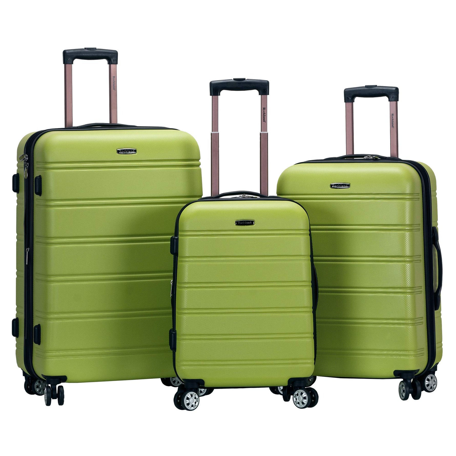 Rockland Melbourne Hardside Expandable Spinner Wheel Luggage, Checked Large 28", Black