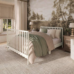 Dream On Me Synergy 5-in-1 Convertible Full-Size Baby Crib with Toddler, Day & Full Bed Conversion in White, GreenGuard Gold & BSA, 3 Mattress Heights, Sustainable Pinewood