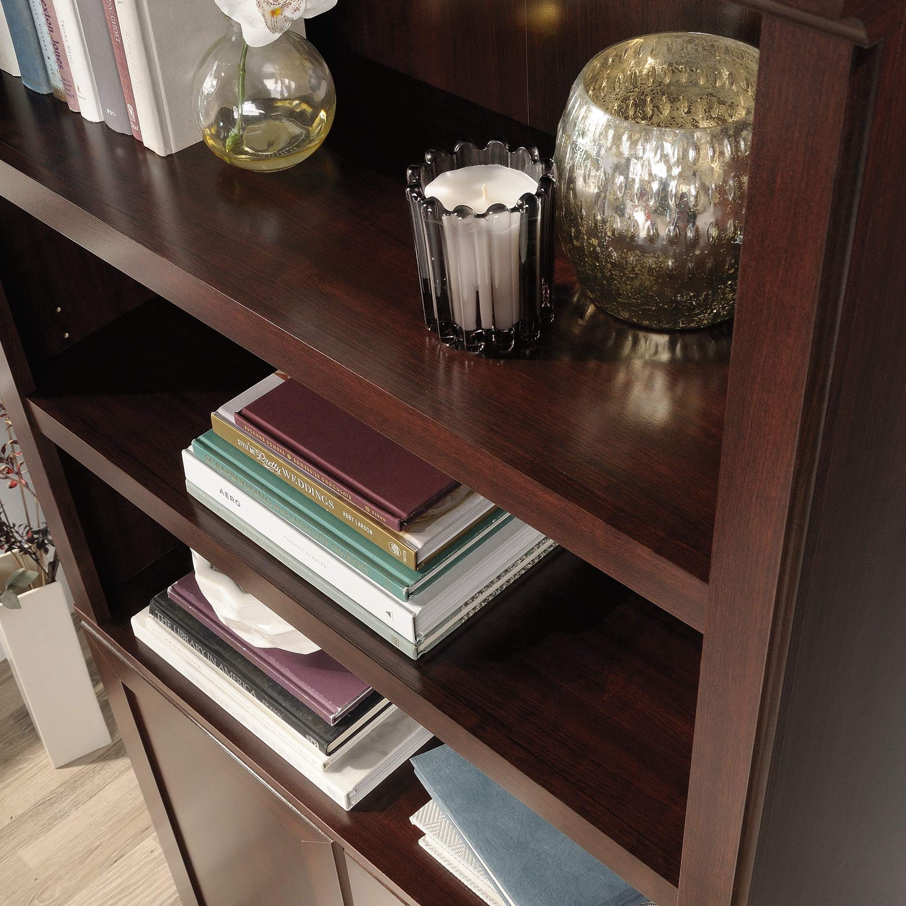 Sauder Miscellaneous Storage 5-Shelf/Book Shelf 2-Door Bookcase, Glacier Oak Finish