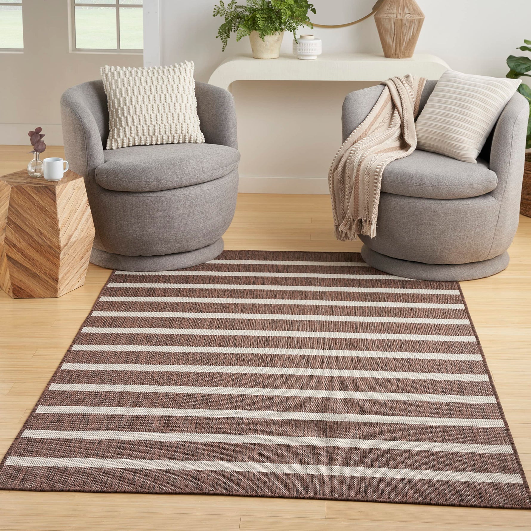 Nourison Home Positano Navy Ivory 8' x 10' Area Rug - Easy Clean, Non Shedding, Bed Room, Living Room, Dining Room, Kitchen (8' x 10')