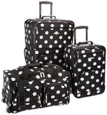 Rockland Vara Softside 3 Piece Upright Luggage Set, Expandable, (20"/28"/22" Rolling Duffel), Pink Leopard