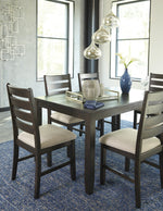 Signature Design by Ashley Caitbrook Rustic 7-Piece Dining Set – Rectangular Table with 6 X-Back Upholstered Chairs, Gray