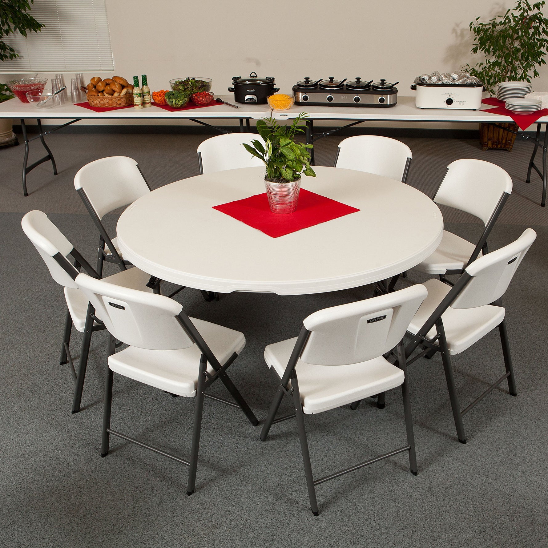 LIFETIME 480301 Commercial Round Folding Table (4 Pack), 5', White