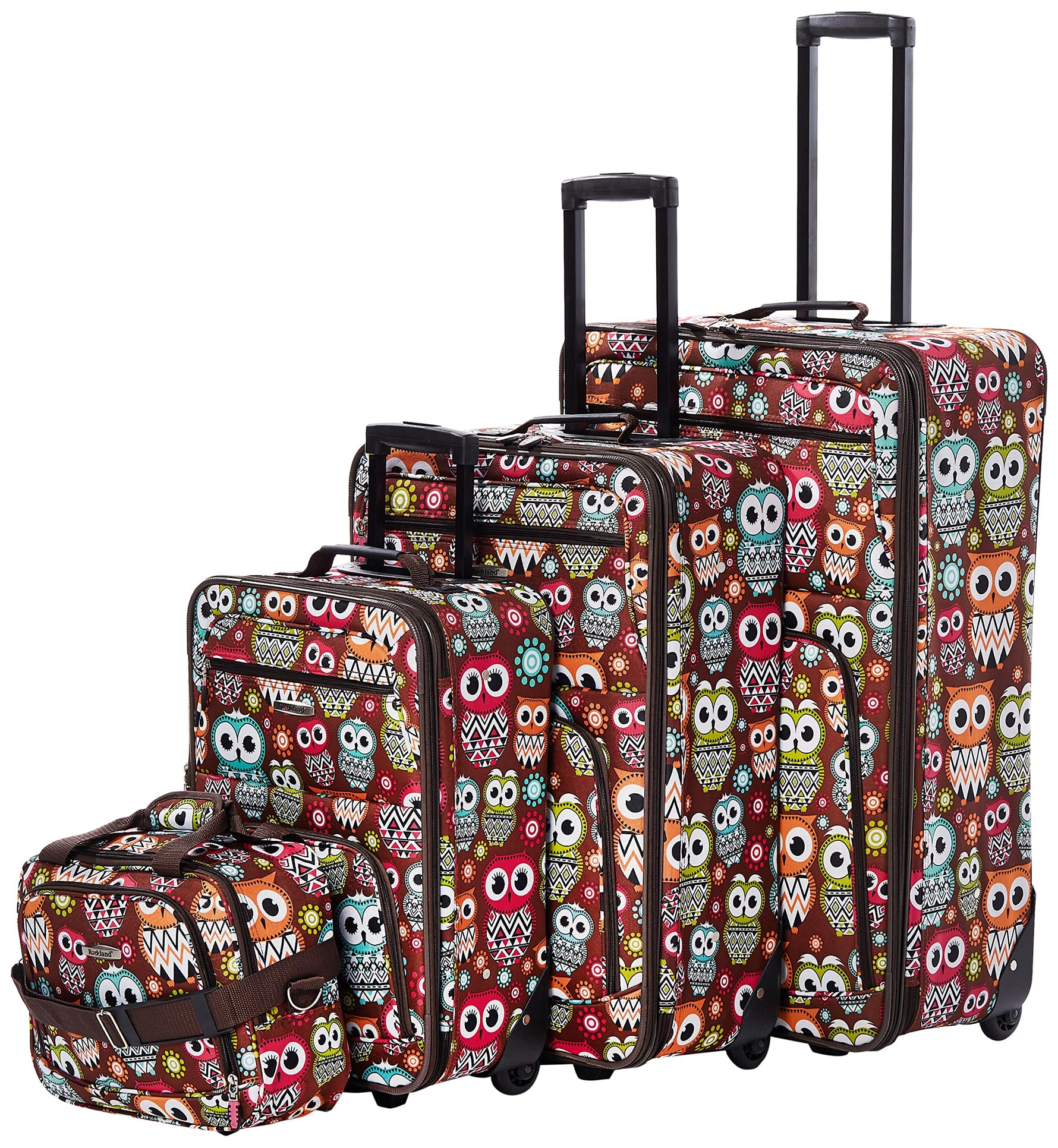 Rockland Fashion Softside 2 Piece Luggage Set, Expandable, (14" Tote/19" Upright), Purple