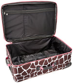 Rockland Vara Softside 3 Piece Upright Luggage Set, Expandable, (20"/28"/22" Rolling Duffel), Pink Leopard