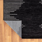 Rugshop Bohemian Stripe Stain Resistant Carpet High Traffic for Hallway Entryway Living Room Kitchen Bedroom Laundry Runner Rug 2' x 7' Black