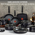 T-fal Ultimate Hard Anodized Nonstick Pots and Pans Set 14 Piece, Oven Broiler Safe 400F, Kitchen Cooking Set w/Fry Pans, Saucepans, Griddle, Dutch Oven, Dishwasher Safe, Cookware, Onyx