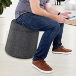 Seville Classics Cushioned Fabric Ottoman Hidden Storage Chest Footrest Chair, Padded Seat for Bedroom, Dorm, Loft, Living Room, Entryway, Hallway, Blue Velvet, 30" Bench