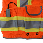Radians SV55 Class 2 Heavy Woven Two Tone Engineer Vest with Padded Neck to Support Extra Weight in Cargo Pockets, Orange, 2X-Large