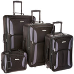 Rockland Fashion Softside 2 Piece Luggage Set, Expandable, (14" Tote/19" Upright), Purple