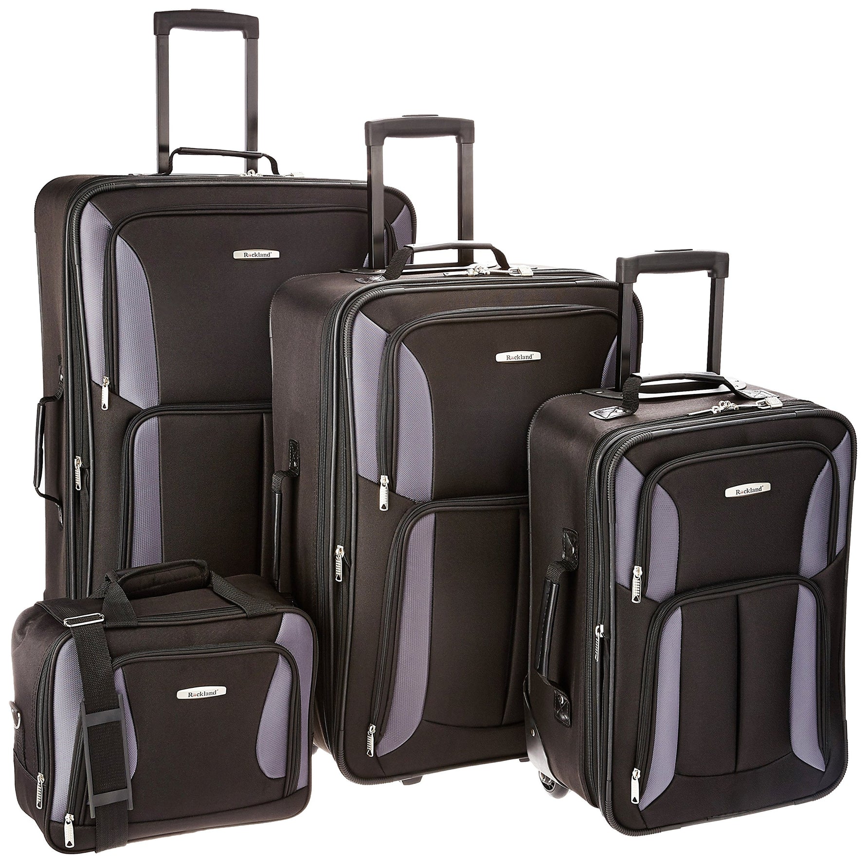 Rockland Fashion Softside 2 Piece Luggage Set, Expandable, (14" Tote/19" Upright), Purple