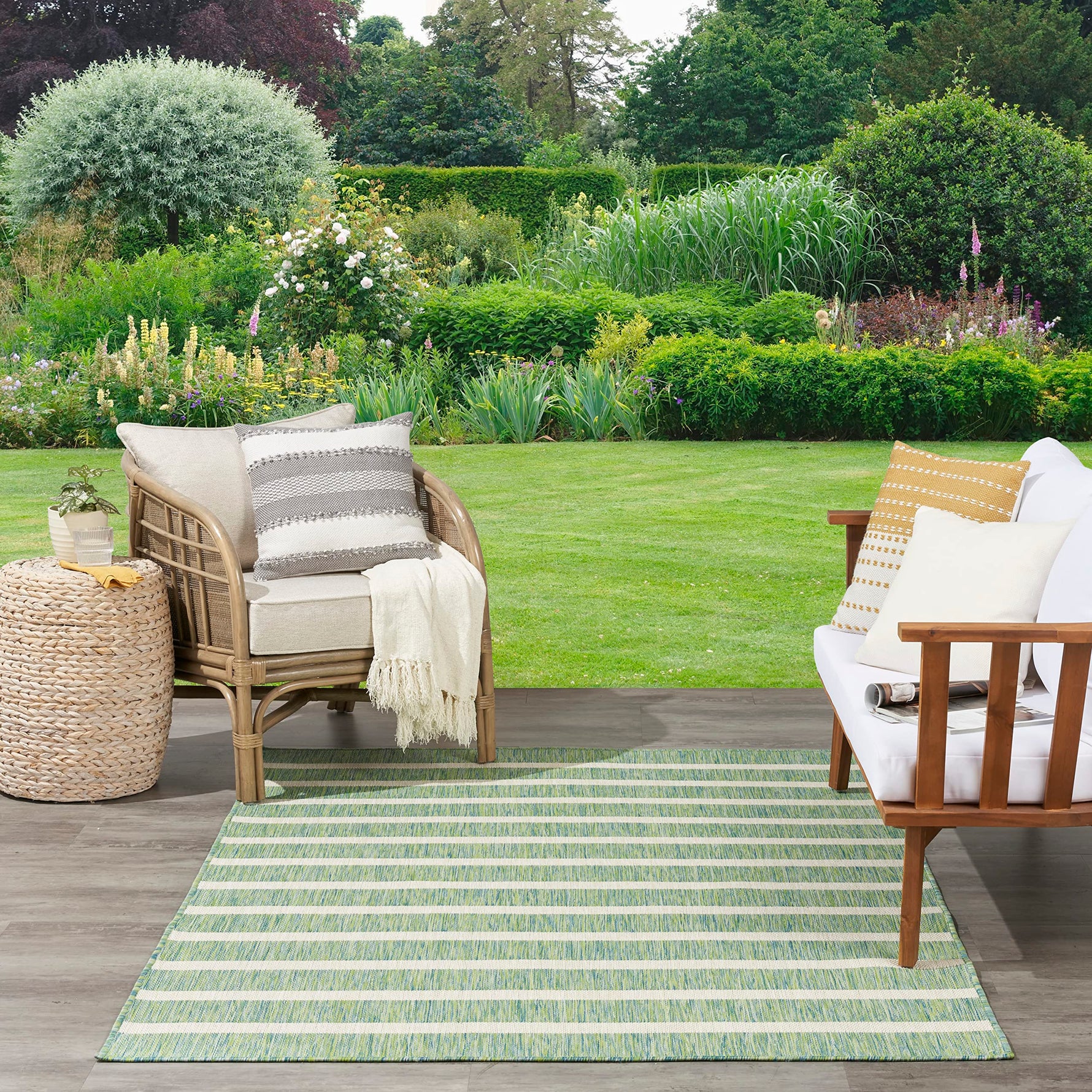 Nourison Home Positano Navy Ivory 8' x 10' Area Rug - Easy Clean, Non Shedding, Bed Room, Living Room, Dining Room, Kitchen (8' x 10')