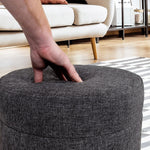Seville Classics Cushioned Fabric Ottoman Hidden Storage Chest Footrest Chair, Padded Seat for Bedroom, Dorm, Loft, Living Room, Entryway, Hallway, Blue Velvet, 30" Bench