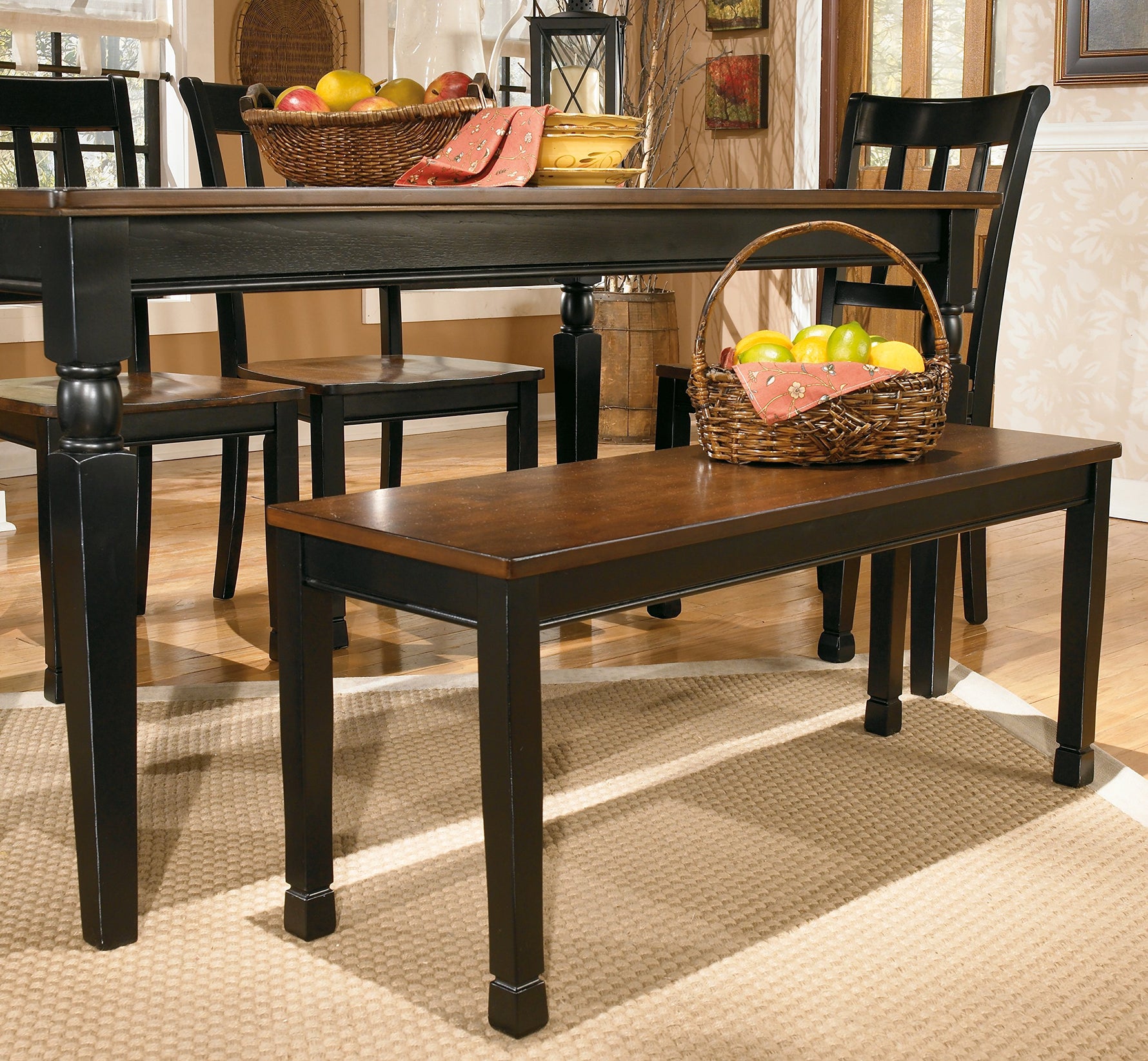 Signature Design by Ashley Whitesburg Cottage Rectangular Dining Bench, Brown & Antique White