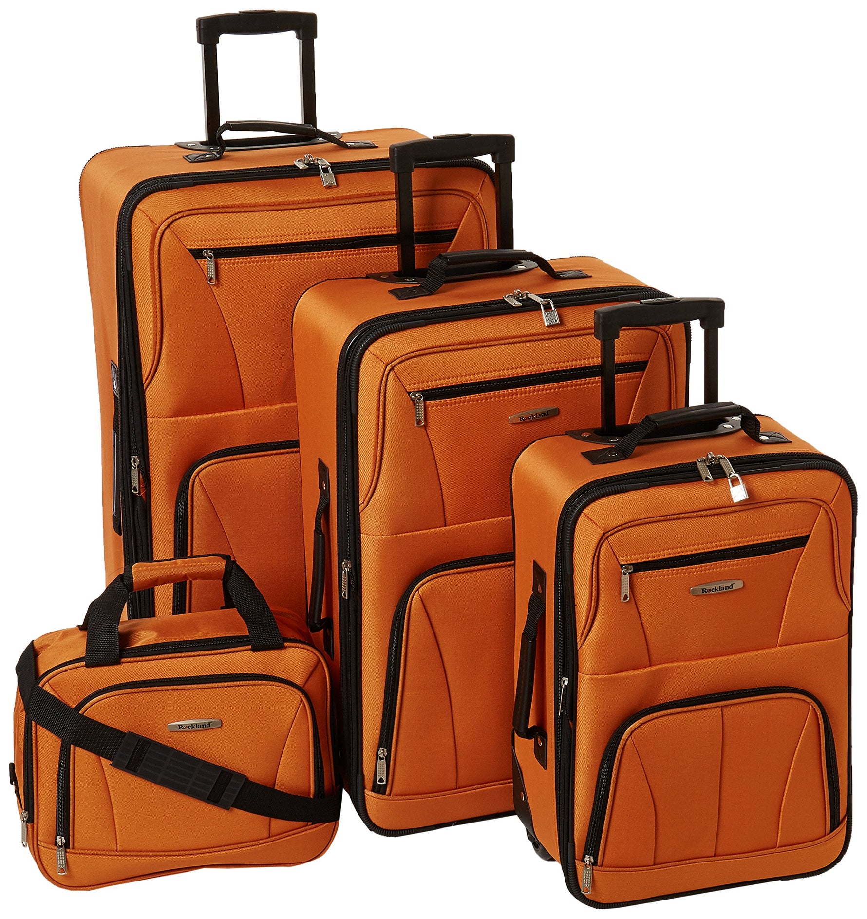 Rockland Fashion Softside 2 Piece Luggage Set, Expandable, (14" Tote/19" Upright), Purple
