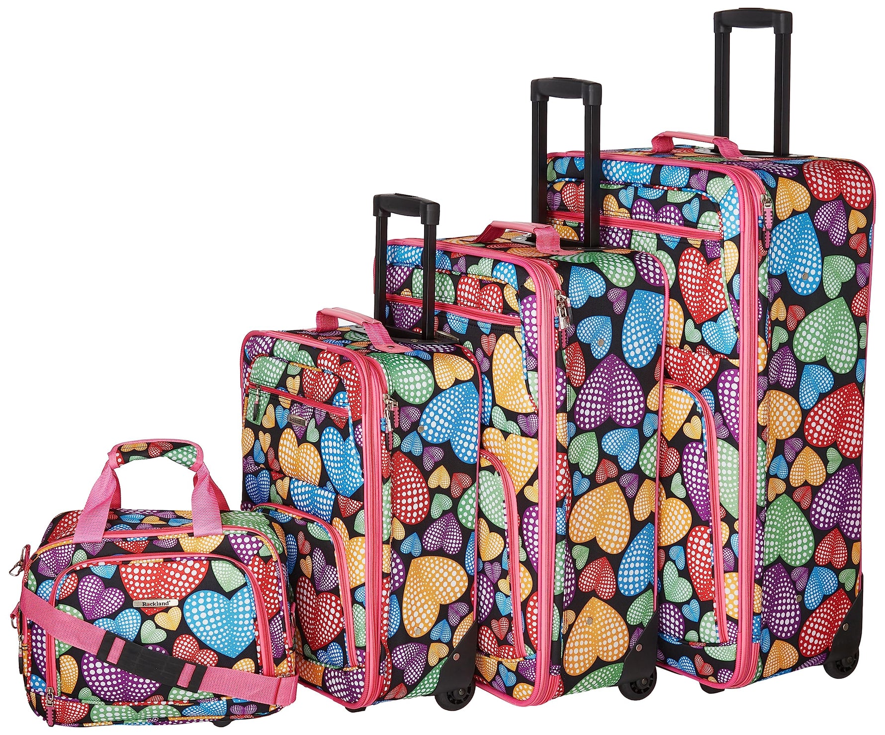 Rockland Fashion Softside 2 Piece Luggage Set, Expandable, (14" Tote/19" Upright), Purple