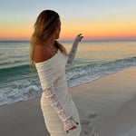 Fashionable Elegant Socialite Style Off-shoulder Lace Dress Women
