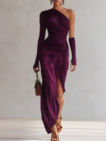 Textured Long-sleeved Elegant French-style Dress For Women